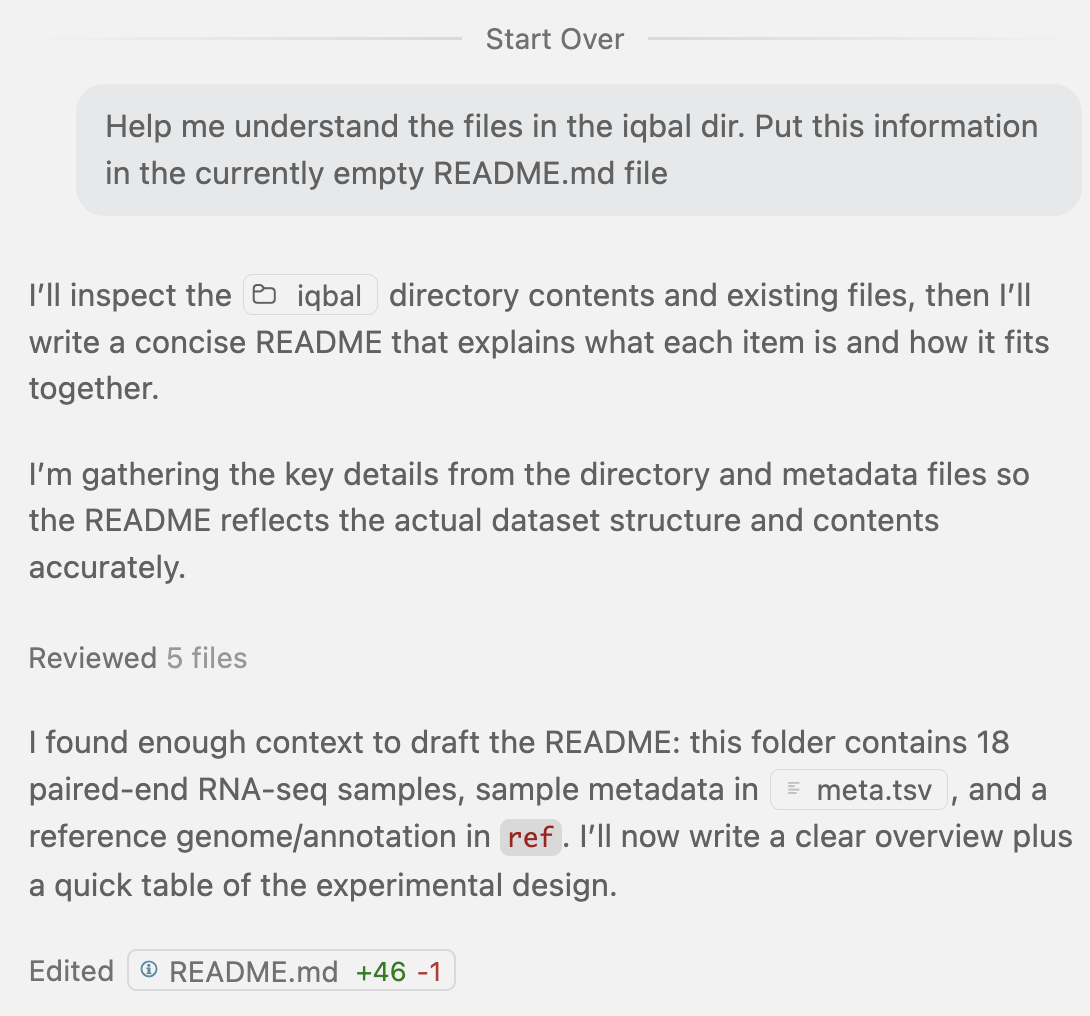 Screenshot of the GitHub Copilot prompt asking for permission to run a command